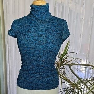 Kenneth Cole New York Blue Turtleneck Blouse
